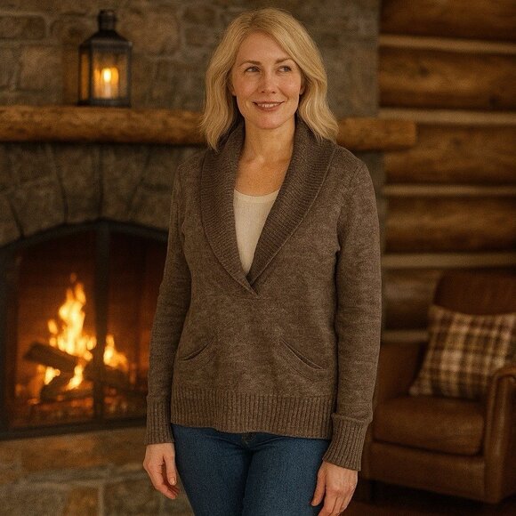 J. Crew Alpaca Blend Plunge V-Neck Long Sleeve Sweater Capsule Cozy Cabincore S - Picture 1 of 9